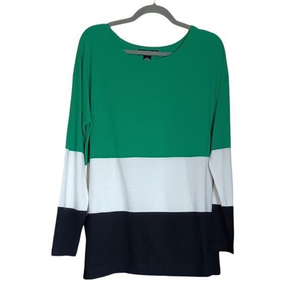 NEW AUGUST SILK Lightweight Sweater Top Cotton Blend Size XL Colorblock Green‎ - Picture 8 of 9